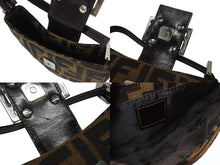 Load image into Gallery viewer, FENDI フェンディ マンマバケット ミニクロワッサン ズッカ柄 ハンドバッグ キャンバス レザー ブラウン シルバー金具 美品 中古 4b005973