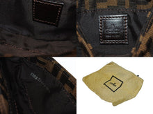Load image into Gallery viewer, FENDI フェンディ マンマバケット ミニクロワッサン ズッカ柄 ハンドバッグ キャンバス レザー ブラウン シルバー金具 美品 中古 4b005973