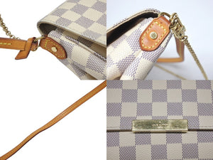LOUIS VUITTON ルイヴィトン フェイボリットPM ショルダーバッグ N41277 ダミエ アズール PVC レザー ホワイト グレー 美品 中古 4b005976