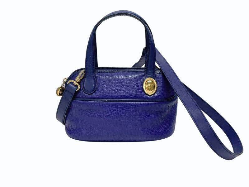 CHRISTIAN DIOR クリスチャンディオール 2WAY ハンドバッグ ショルダーバッグ WS13644 レザー ブルー ゴールド金具 美品 中古 4b005980 