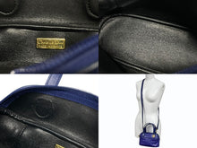 画像をギャラリービューアに読み込む, CHRISTIAN DIOR クリスチャンディオール 2WAY ハンドバッグ ショルダーバッグ WS13644 レザー ブルー ゴールド金具 美品 中古 4b005980 