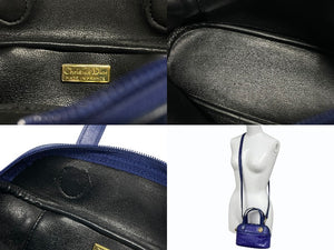 CHRISTIAN DIOR クリスチャンディオール 2WAY ハンドバッグ ショルダーバッグ WS13644 レザー ブルー ゴールド金具 美品 中古 4b005980 