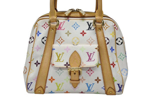 LOUIS VUITTON ルイヴィトン プリシラ ハンドバッグ M40096 モノグラム マルチカラー ホワイト 村上隆 美品 中古 4b005985