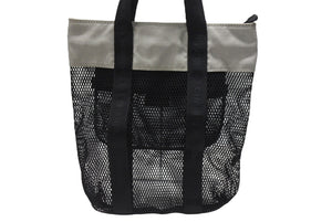 CHANEL シャネル スポーツライン ココマーク メッシュ トートバッグ キャンバス ブラック グレー 美品 中古 4b005987