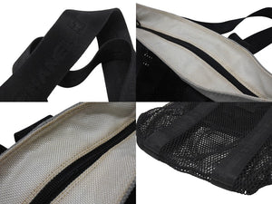 CHANEL シャネル スポーツライン ココマーク メッシュ トートバッグ キャンバス ブラック グレー 美品 中古 4b005987