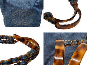極美品 CHANEL シャネル デニム トートバッグ 5番台 ココマーク ココステッチ インディゴブルー イタリア製 中古 4b005988