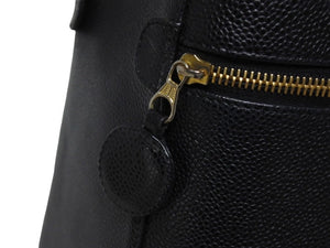 CHANEL シャネル バニティバッグ ハンドバッグ A01998 6番台 キャビアスキン ココマーク ブラック ゴールド金具 美品 中古 4b005989