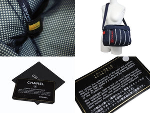 CHANEL シャネル スポーツライン ココマーク 刺繍 ショルダーバッグ 12番台 キャンバス ネイビー 美品 中古 4b005990
