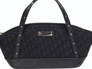 極美品 CHRISTIAN DIOR クリスチャンディオール トロッター ハンドバッグ MC0063 キャンバス レザー ブラック シルバー金具 中古 4b005993