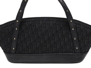 極美品 CHRISTIAN DIOR クリスチャンディオール トロッター ハンドバッグ MC0063 キャンバス レザー ブラック シルバー金具 中古 4b005993