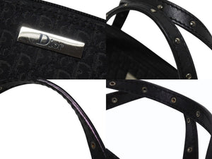 極美品 CHRISTIAN DIOR クリスチャンディオール トロッター ハンドバッグ MC0063 キャンバス レザー ブラック シルバー金具 中古 4b005993
