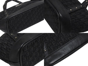 極美品 CHRISTIAN DIOR クリスチャンディオール トロッター ハンドバッグ MC0063 キャンバス レザー ブラック シルバー金具 中古 4b005993