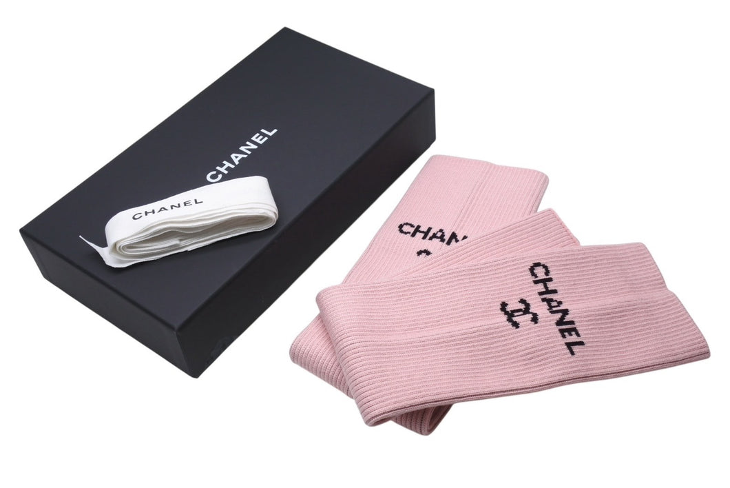 新品未使用 CHANEL シャネル LEG WARMER レッグウォーマー AA9803 ココマーク ピンク 2024クルーズコレクション 中古 4b005999