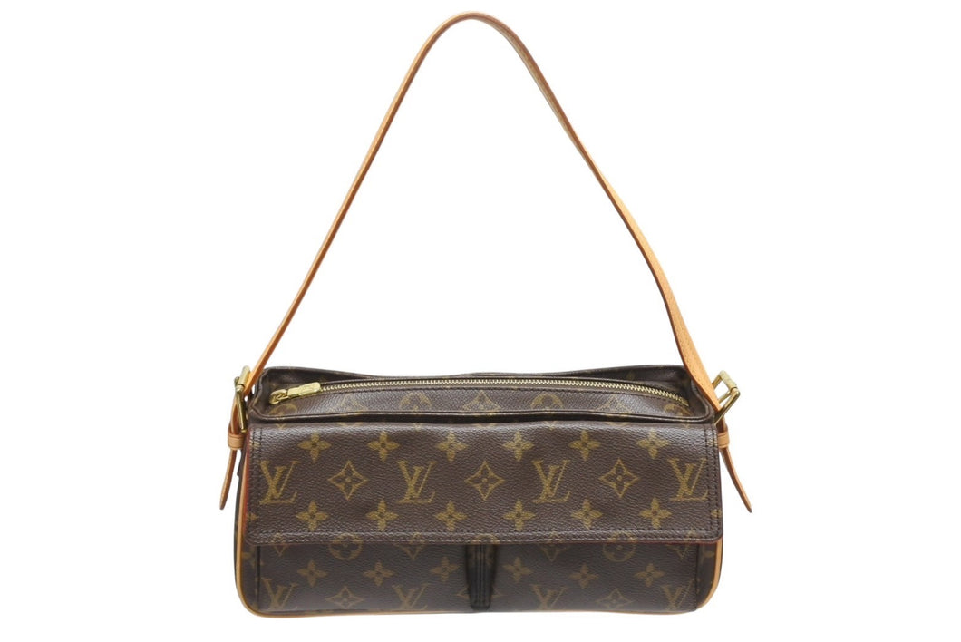 極美品 LOUIS VUITTON ルイヴィトン ヴィバ シテMM ワンショルダーバッグ M51164 モノグラム ブラウン レザー PVC 中古 4b006000