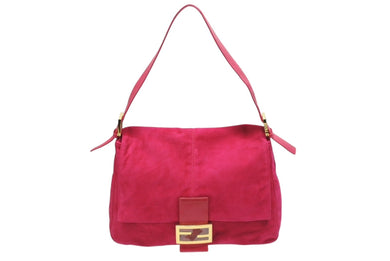 極美品 FENDI フェンディ マンマバケット ワンショルダーバッグ 2370 26325 009 スエード レザー ピンク ゴールド金具 中古 4b006001