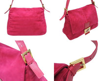 Load image into Gallery viewer, 極美品 FENDI フェンディ マンマバケット ワンショルダーバッグ 2370 26325 009 スエード レザー ピンク ゴールド金具 中古 4b006001