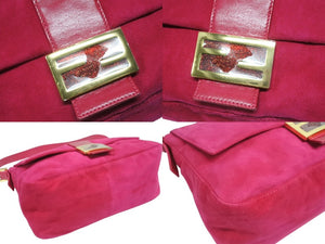 極美品 FENDI フェンディ マンマバケット ワンショルダーバッグ 2370 26325 009 スエード レザー ピンク ゴールド金具 中古 4b006001