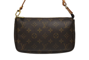 LOUIS VUITTON ルイヴィトン ポシェット アクセソワール アクセサリーポーチ M51980 モノグラム ブラウン レザー PVC 美品 中古 4b006003