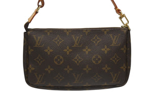 LOUIS VUITTON ルイヴィトン ポシェット アクセソワール アクセサリーポーチ M51980 モノグラム ブラウン レザー PVC 美品 中古 4b006003