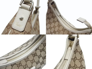 極美品 GUCCI グッチ アビー ワンショルダーバッグ GGキャンバス 130738 214397 ベージュ アイボリー ゴールド金具 中古 4b006007