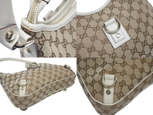 極美品 GUCCI グッチ アビー ワンショルダーバッグ GGキャンバス 130738 214397 ベージュ アイボリー ゴールド金具 中古 4b006007