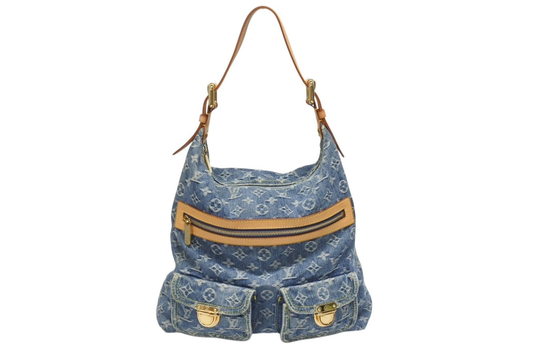 LOUIS VUITTON ルイヴィトン バギーGM ショルダーバッグ M95048 モノグラムデニム ブルー ゴールド金具 美品 中古 4b006008