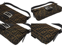 Load image into Gallery viewer, 極美品 FENDI フェンディ マンマバケット ワンショルダーバッグ 26424 ズッカ柄 キャンバス レザー ブラウン シルバー金具 中古 4b006013