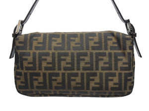 FENDI フェンディ マンマバケット ワンショルダーバッグ 26424 ズッカ柄 キャンバス レザー ブラウン シルバー金具 美品 中古 4b006014