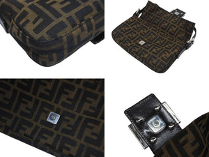 FENDI フェンディ マンマバケット ワンショルダーバッグ 26424 ズッカ柄 キャンバス レザー ブラウン シルバー金具 美品 中古 4b006014