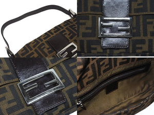 FENDI フェンディ マンマバケット ワンショルダーバッグ 26424 ズッカ柄 キャンバス レザー ブラウン シルバー金具 美品 中古 4b006014