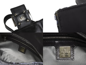 FENDI フェンディ ビーズ マンマバケット ワンショルダーバッグ 26424 ビーズ レザー ネイビー チャコール 美品 中古 4b006015