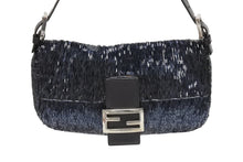 Load image into Gallery viewer, FENDI フェンディ ビーズ マンマバケット ワンショルダーバッグ 26424 ビーズ レザー ネイビー チャコール 美品 中古 4b006015