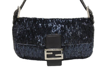 Load image into Gallery viewer, FENDI フェンディ ビーズ マンマバケット ワンショルダーバッグ 26424 ビーズ レザー ネイビー チャコール 美品 中古 4b006015