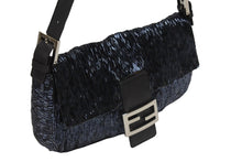 Load image into Gallery viewer, FENDI フェンディ ビーズ マンマバケット ワンショルダーバッグ 26424 ビーズ レザー ネイビー チャコール 美品 中古 4b006015