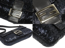 Load image into Gallery viewer, FENDI フェンディ ビーズ マンマバケット ワンショルダーバッグ 26424 ビーズ レザー ネイビー チャコール 美品 中古 4b006015