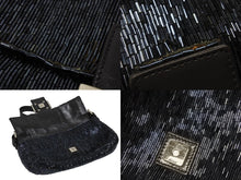Load image into Gallery viewer, FENDI フェンディ ビーズ マンマバケット ワンショルダーバッグ 26424 ビーズ レザー ネイビー チャコール 美品 中古 4b006015