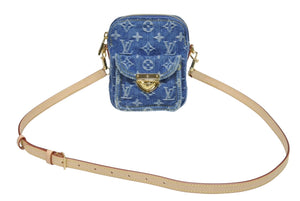 新品同様 LOUIS VUITTON ルイヴィトン ポシェット フェアファックス ショルダーバッグ M82948 モノグラム デニム ゴールド金具 中古 4b006019