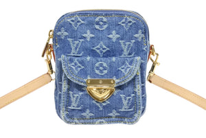 新品同様 LOUIS VUITTON ルイヴィトン ポシェット フェアファックス ショルダーバッグ M82948 モノグラム デニム ゴールド金具 中古 4b006019