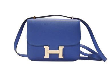 極美品 HERMES エルメス ショルダーバッグ ミニコンスタンス ブルーゼリージュ エプソン C刻印 中古 006022