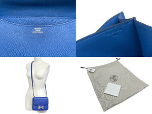 極美品 HERMES エルメス ショルダーバッグ ミニコンスタンス ブルーゼリージュ エプソン C刻印 中古 006022