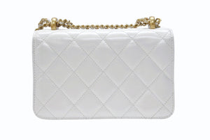 CHANEL シャネル ミニマトラッセ ショルダーバッグ AS2615 ココマーク ラムスキン ホワイト ゴールド金具 美品 中古 4b006023