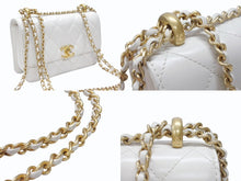 Load image into Gallery viewer, CHANEL シャネル ミニマトラッセ ショルダーバッグ AS2615 ココマーク ラムスキン ホワイト ゴールド金具 美品 中古 4b006023