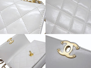 CHANEL シャネル ミニマトラッセ ショルダーバッグ AS2615 ココマーク ラムスキン ホワイト ゴールド金具 美品 中古 4b006023