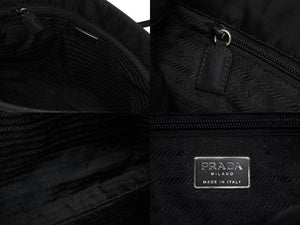 PRADA プラダ ナイロン ハンドバッグ ワンショルダーバッグ トライアングルロゴ ブラック シルバー金具 美品 中古 4b006032