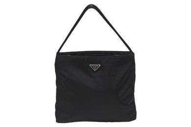 PRADA プラダ ナイロン ハンドバッグ ワンショルダーバッグ トライアングルロゴ ブラック シルバー金具 美品 中古 4b006032