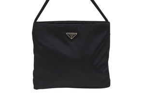 PRADA プラダ ナイロン ハンドバッグ ワンショルダーバッグ トライアングルロゴ ブラック シルバー金具 美品 中古 4b006032