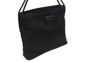 PRADA プラダ ナイロン ハンドバッグ ワンショルダーバッグ トライアングルロゴ ブラック シルバー金具 美品 中古 4b006032