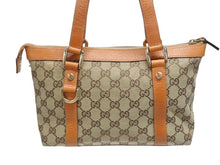 Load image into Gallery viewer, 極美品 GUCCI グッチ アビーライン ハンドバッグ GGキャンバス レザー 総柄 キャラメルブラウン 中古 4b006033