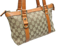 Load image into Gallery viewer, 極美品 GUCCI グッチ アビーライン ハンドバッグ GGキャンバス レザー 総柄 キャラメルブラウン 中古 4b006033