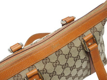 Load image into Gallery viewer, 極美品 GUCCI グッチ アビーライン ハンドバッグ GGキャンバス レザー 総柄 キャラメルブラウン 中古 4b006033